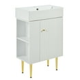 thumbnail image 6 of Tcbosik Small Bathroom Vanity with Sink, Freestanding Bath Vanity with Open Shelves and Soft Close Doors, Wood Storage Cabinet with Ceramic Sink, White (Faucet Not Included), 6 of 9
