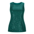 thumbnail image 6 of OGLCCG Women's Sequin Tank Tops Sleeveless Crew Neck Sparkly Party Camisole Vest Summer Casual Slim Fit Shimmer Blouse Tops,XL,Green, 6 of 8