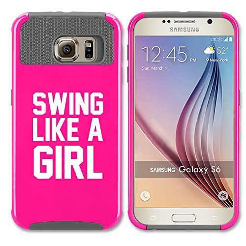 Samsung Galaxy S6 Edge Plus Shockproof Impact Hard Case Cover Swing Like A Girl Golf Softball Kettlebell Hot Pink Grey Mip Walmart Com