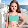 thumbnail image 6 of OOOUM Girls Basic Swim Bikini Top Adjustable Spaghetti Strap Solid Color Tank Top Stretch Breathable Layering Vest For Summer Beach BU2 5-6 Years, 6 of 9