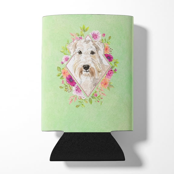 Carolines Treasures CK4362CC Wheaten Terrier Green Flowers Can or Bottle Hugger Can Hugger multicolor