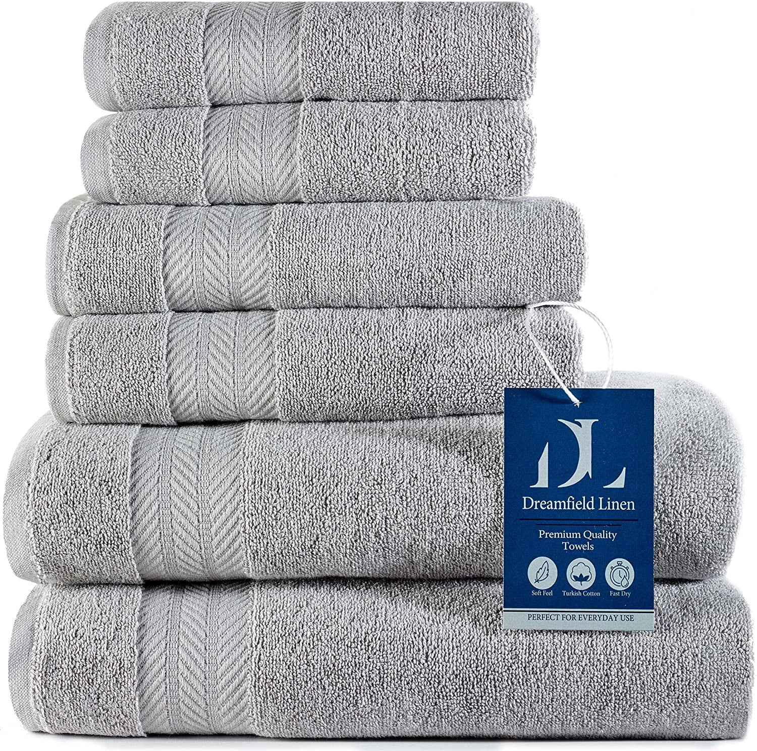 DreamField Linen Bath Towel Set 100 Original Turkish Cotton Ultra