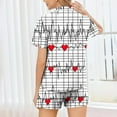 thumbnail image 4 of Tnhcen Women's Valentine's Day Pajama Set Button Front Short Sleeve Printed Heart Design 95% Polyester 5% Spandex Milk Silk Sleepwear (S-2XL), 4 of 8