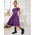 thumbnail image 6 of Arshiner Girls Summer Dress Off Shoulder Flutter Sleeve Midi Swing Cassual Formal Dresses with Pocket, 6 of 6