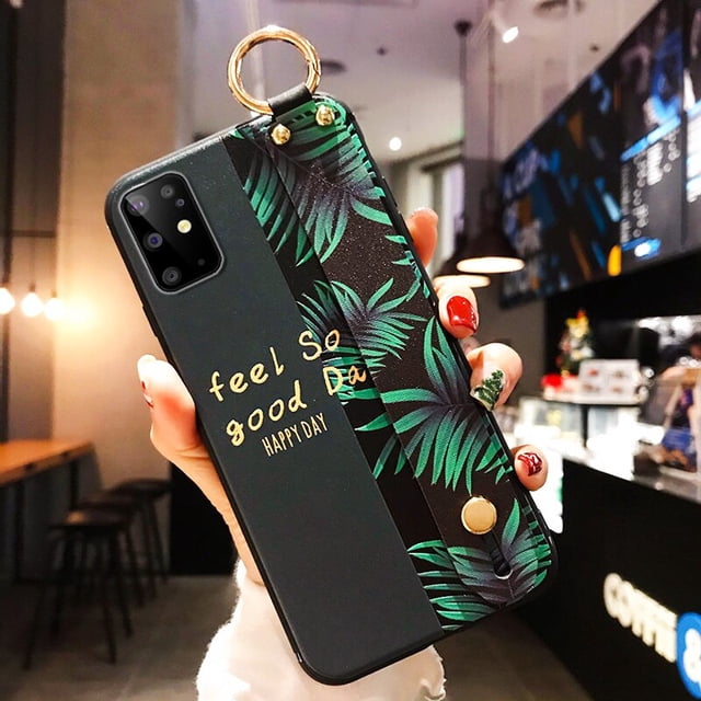 10 Galaxy Note 20 Ultra Flower Case Art Leaf correa para la muñeca soporte para teléfono cubierta para Samsung S21 S20 Ultra A21S S20 FE A21S Plus Capa qym unisex