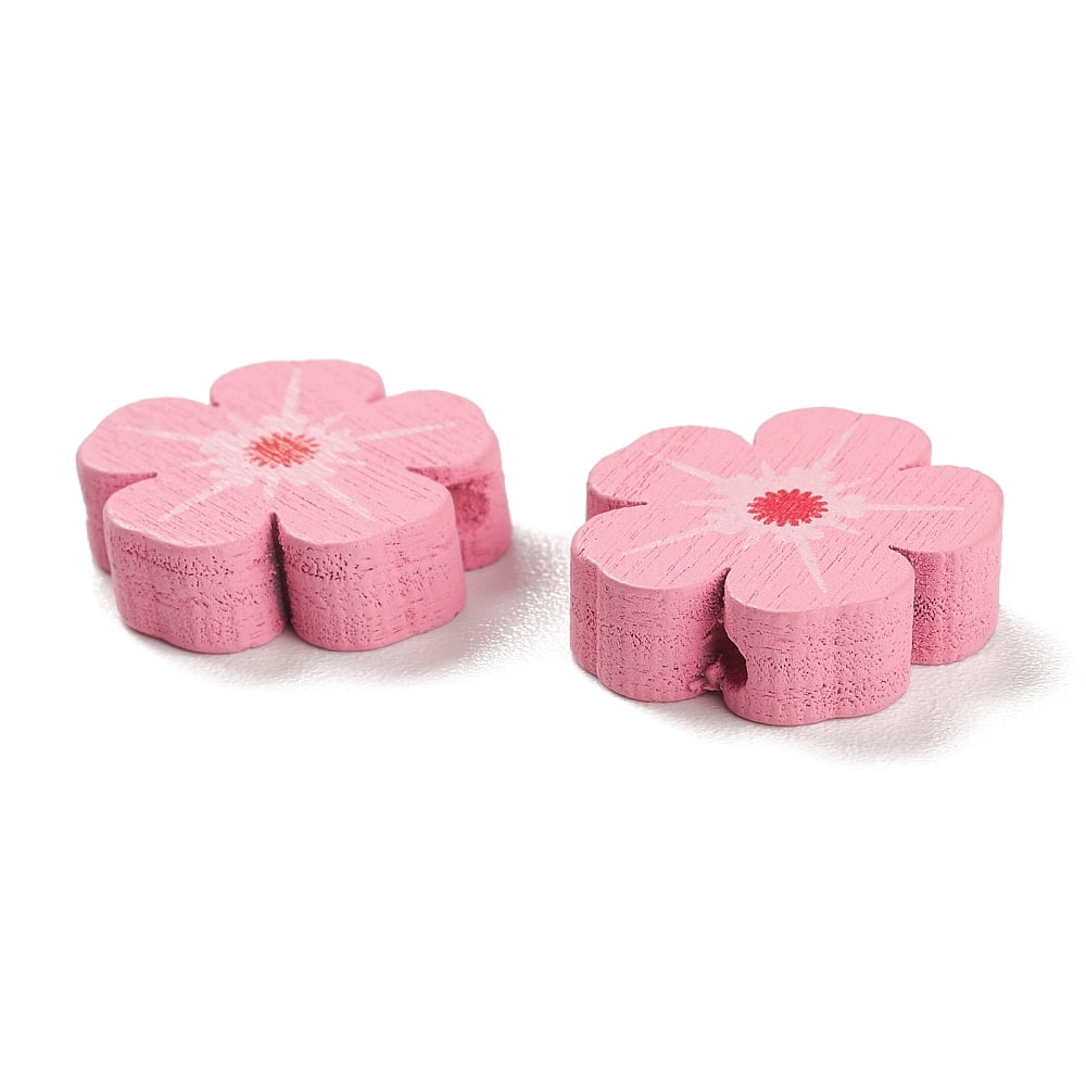 Spray Painted Natural Maple Wood Beads Flower Mixed Color 16x16.5x5mm Hole: 2mm 1111pcs/500g