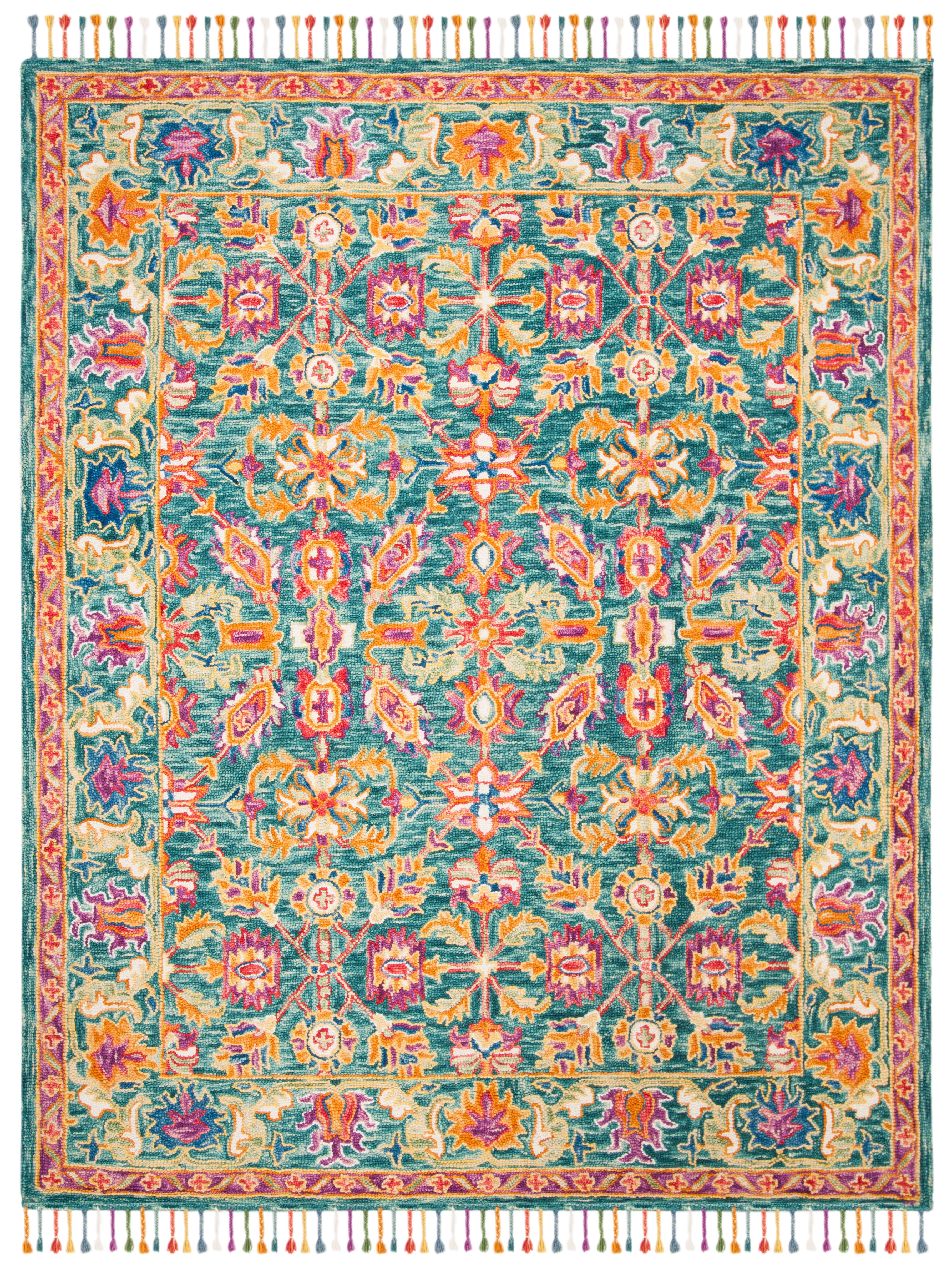 Safavieh Aspen Mario Floral Wool Area Rug, Turquoise/Purple, 10' x 14'