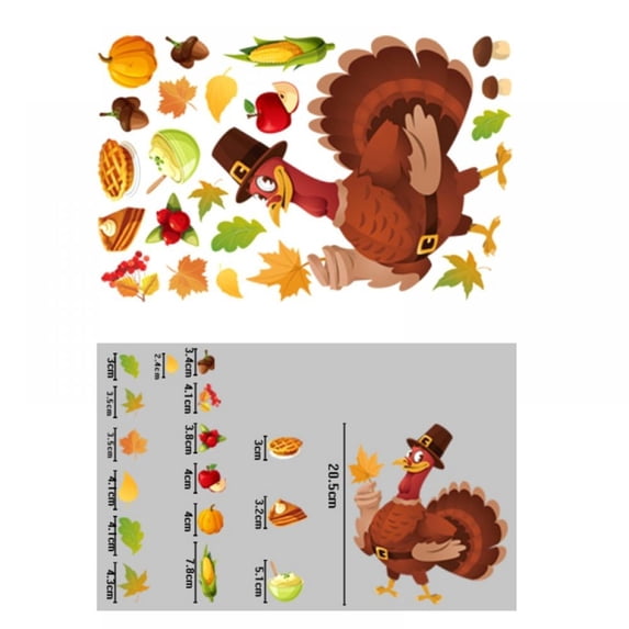 Thanksgiving Window Decorations Fall Clings Stickers Holiday Turkey Cling for Glass Window