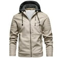 thumbnail image 2 of Raeneomay Men's Fashion Casual Solid Color Zipper Pockets Long Sleeve Hooded Denim Outwear Coat, 2 of 9