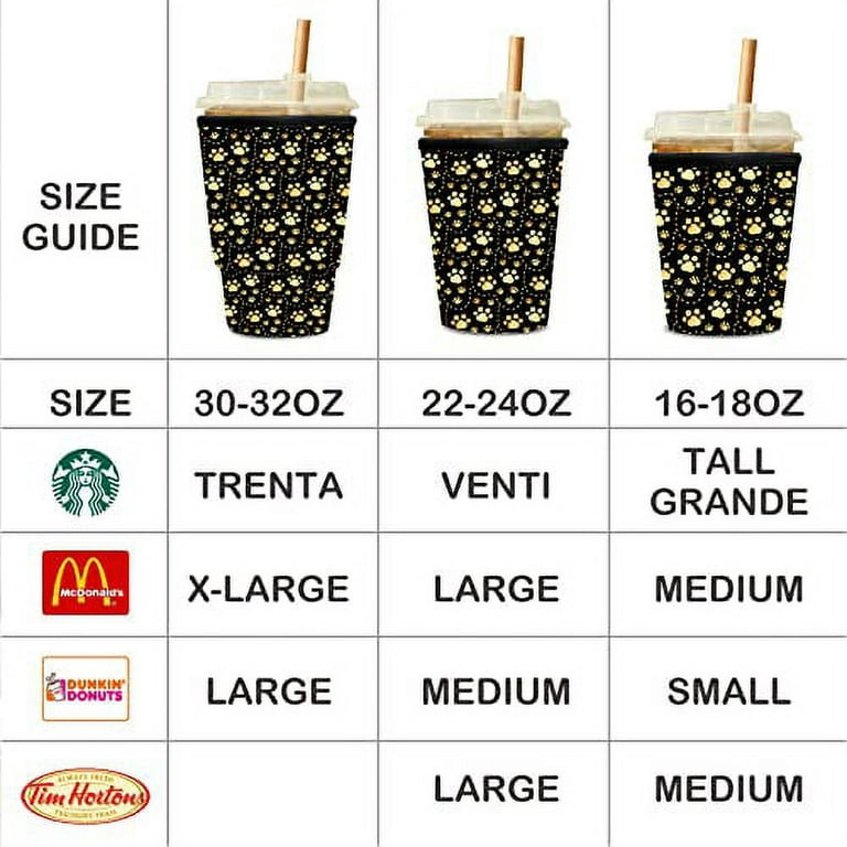 Kiatoras Reusable Iced Coffee Sleeve Neoprene Cup Sleeves for Cold Drinks Insulator Coffee Sleeves for Iced Coffee Cup 3 Pack Cozy Coffee Sock