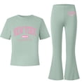 thumbnail image 4 of Piuwrlz Girls Two Piece Sets 7-8 Kids Outfit Set Crew Neck Sweat T-Shirts and Pants Green Size 7-8Years, 4 of 7