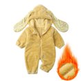 thumbnail image 2 of Toddler One Piece Oneises Plush Rabbit Ears Hooded Front Zip Long Sleeve Fuzzy Jumpsuit Comfy Cute Romper 6-24 Months (9 Months, Yellow), 2 of 3