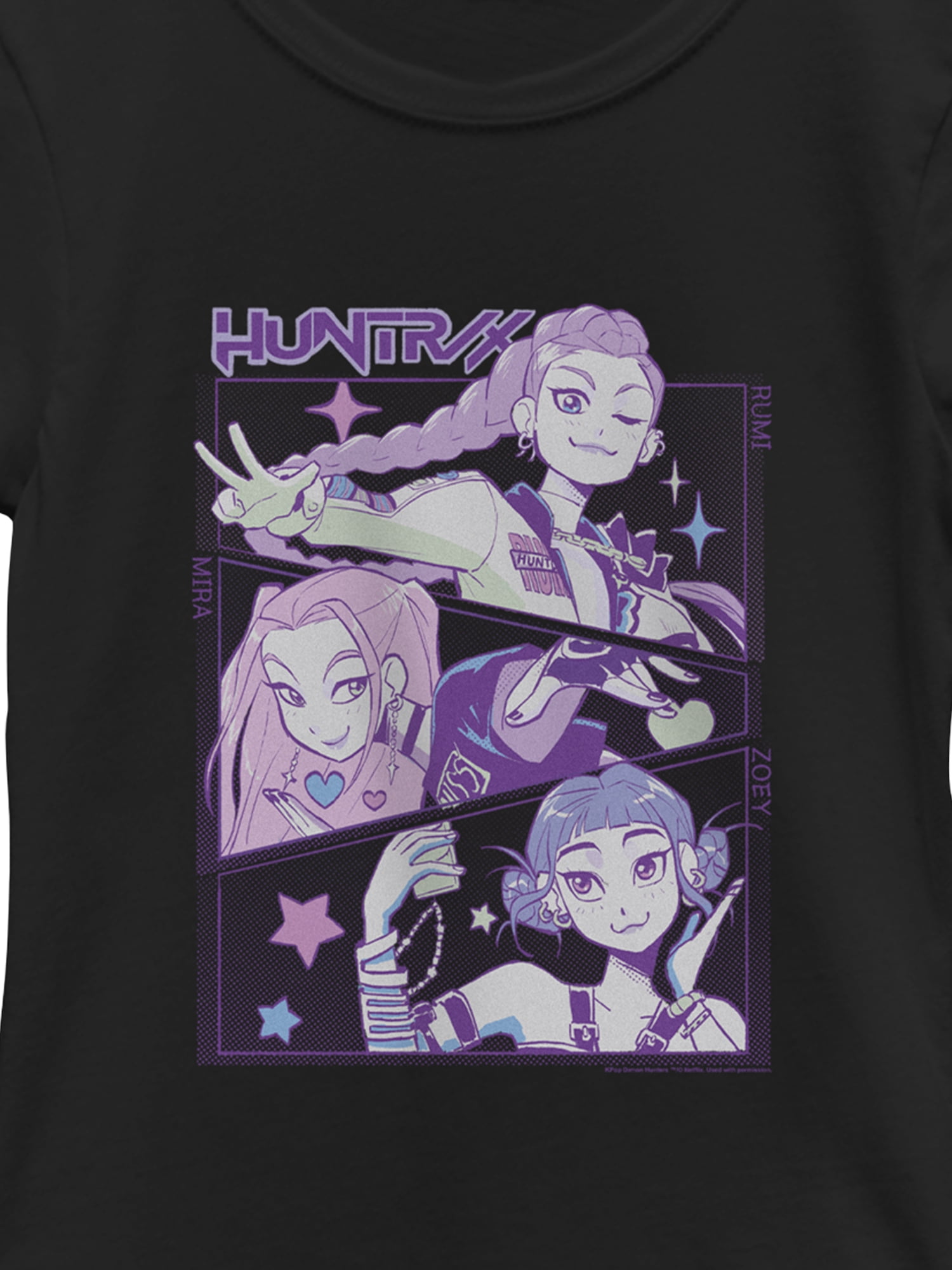 K-Pop Demon Hunters, Girls Short Sleeve T-Shirt, Huntrix Group Panels, Sizes 4-16