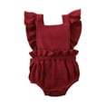 thumbnail image 1 of Newborn Baby Girl Romper Sleeveless Ruffle Jumpsuit Backless Strap Bodysuit Summer Clothes White 0-6 Months, 1 of 7