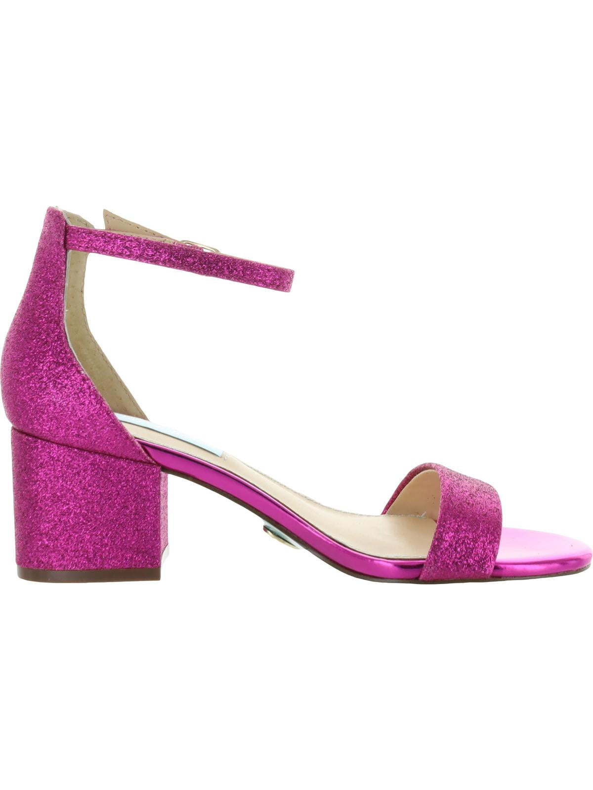 BETSEY JOHNSON Love Shoes: Womens Pink Glitter Buckle Dress Sandals, Round  Toe Block Heel Size 6.5 - Walmart.com