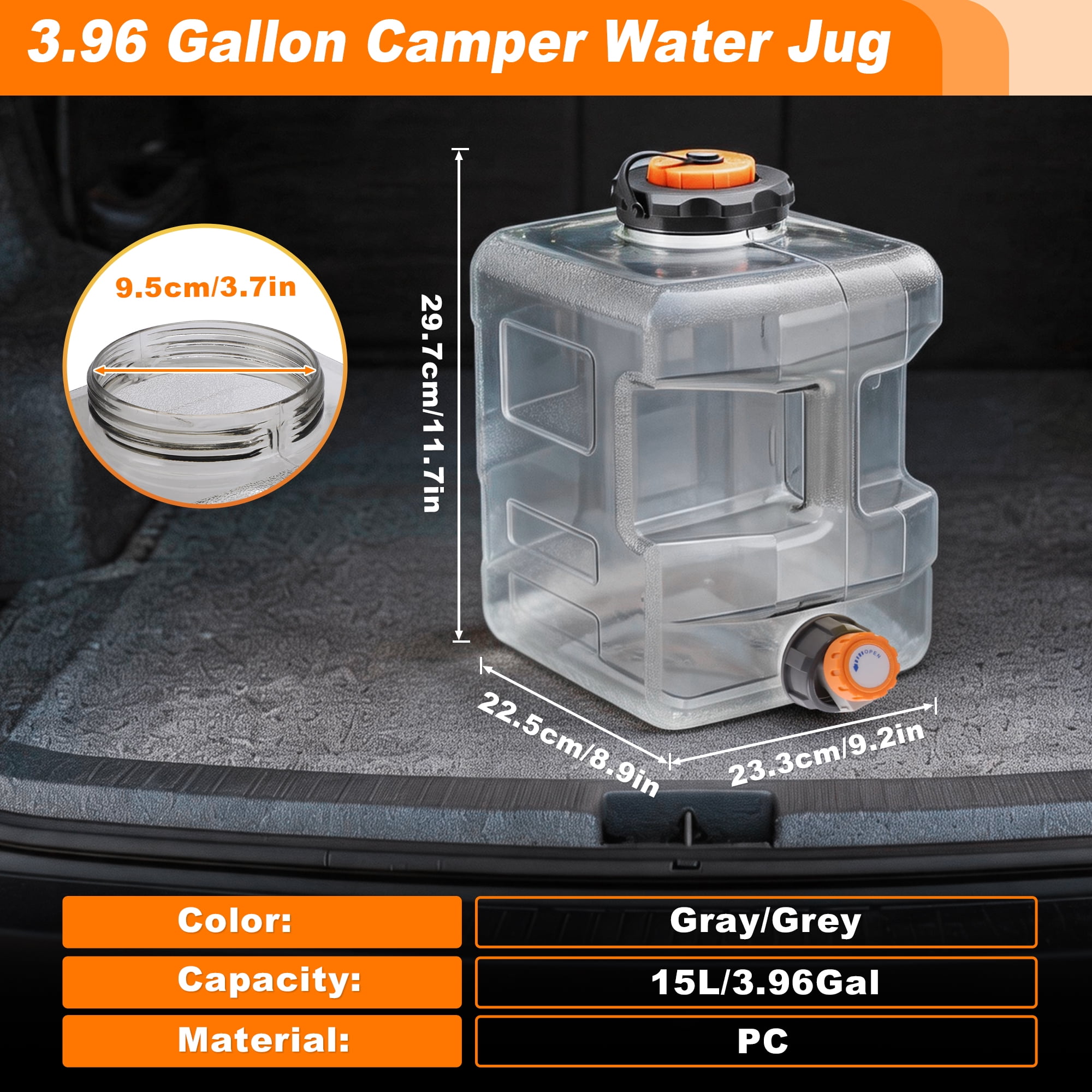 Unique Bargains Camping Water Jug Portable Bucket 3.96 gal