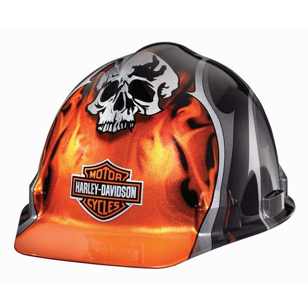 HarleyDavidson Skull Bar & Shield Logo Safety Hard Hat, Orange & Black
