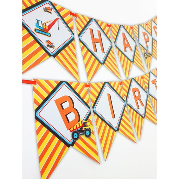 Construction Party Happy Birthday Banner