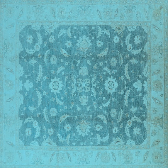 Ahgly Company Indoor Square Oriental Light Blue Industrial Area Rugs, 5' Square