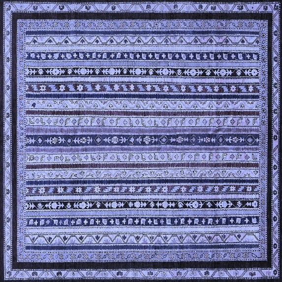 Ahgly Company Indoor Square Abstract Blue Modern Area Rugs, 8' Square