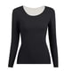 thumbnail image 3 of Camiseta interior térmica Hanzidakd con cuello redondo para mujer, color negro, talla 3XL, 3 of 8