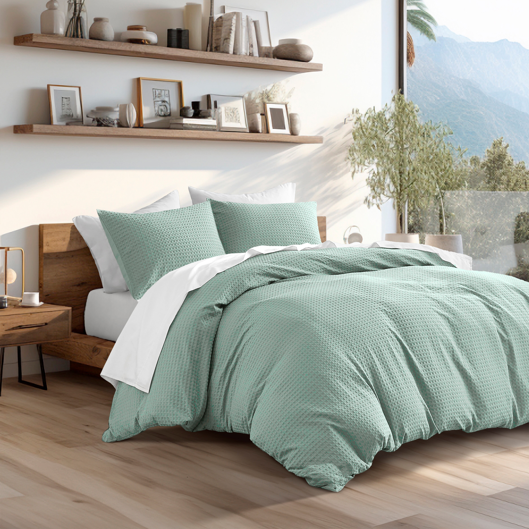 Regency Heights Queen Size Microfiber Comforter Set, 3-Piece Bedding with Pillow Shams, Sage Green