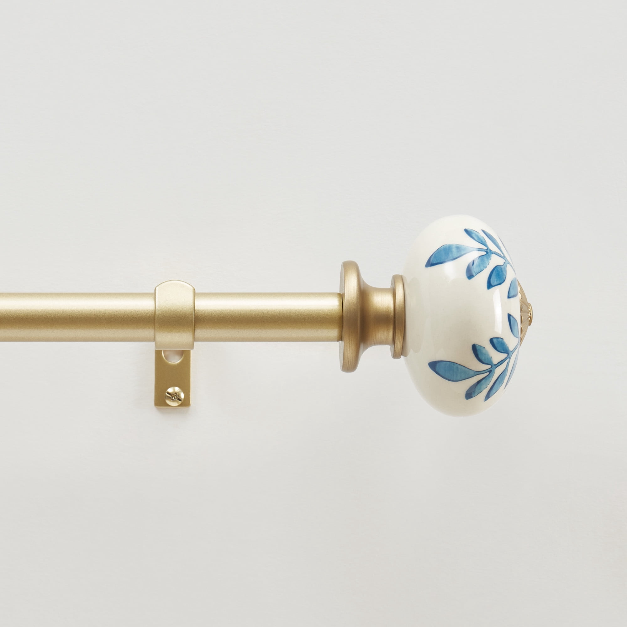 Martha Stewart Roseland 3/4", Adjustable Curtain Rod and Finial Set, Brushed Brass, 66" - 120" Long