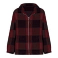 thumbnail image 3 of Womens Fuzzy Plaid Flannel Jacket 2026 Winter Casual Fall Sherpa Fuzzy Warm Zip Up Button Long Sleeve Coat Outwear, 3 of 5