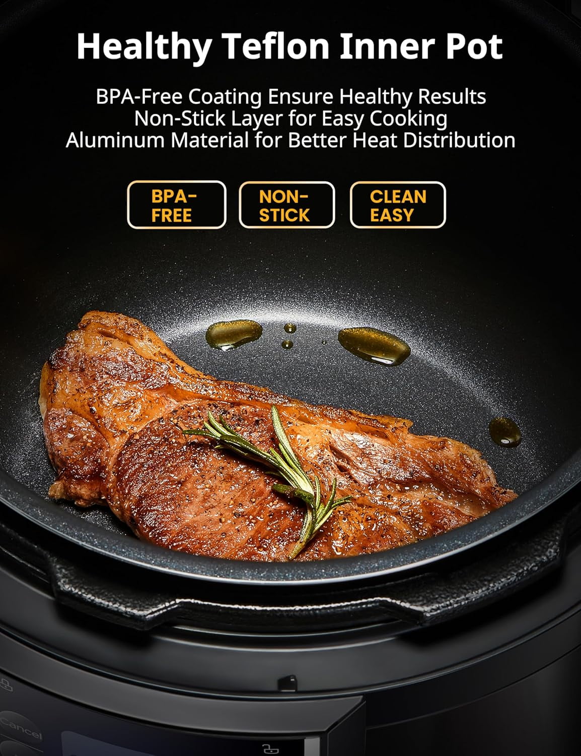 9-in-1 Electric Pressure Cooker with 14 Presets, 6 Quarts Black Multi-Cooker