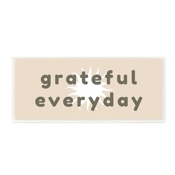 Stupell Industries Grateful Everyday Abstract Shining Sun Neutral Tones Graphic Art Unframed Art Print Wall Art, Design by Daphne Polselli