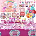 thumbnail image 2 of Globos de Peppa Pig, pancarta de cumpleaños feliz, suministros para fiestas, platos de papel de George Page, vajilla desechable, decoración de fondo, 2 of 5
