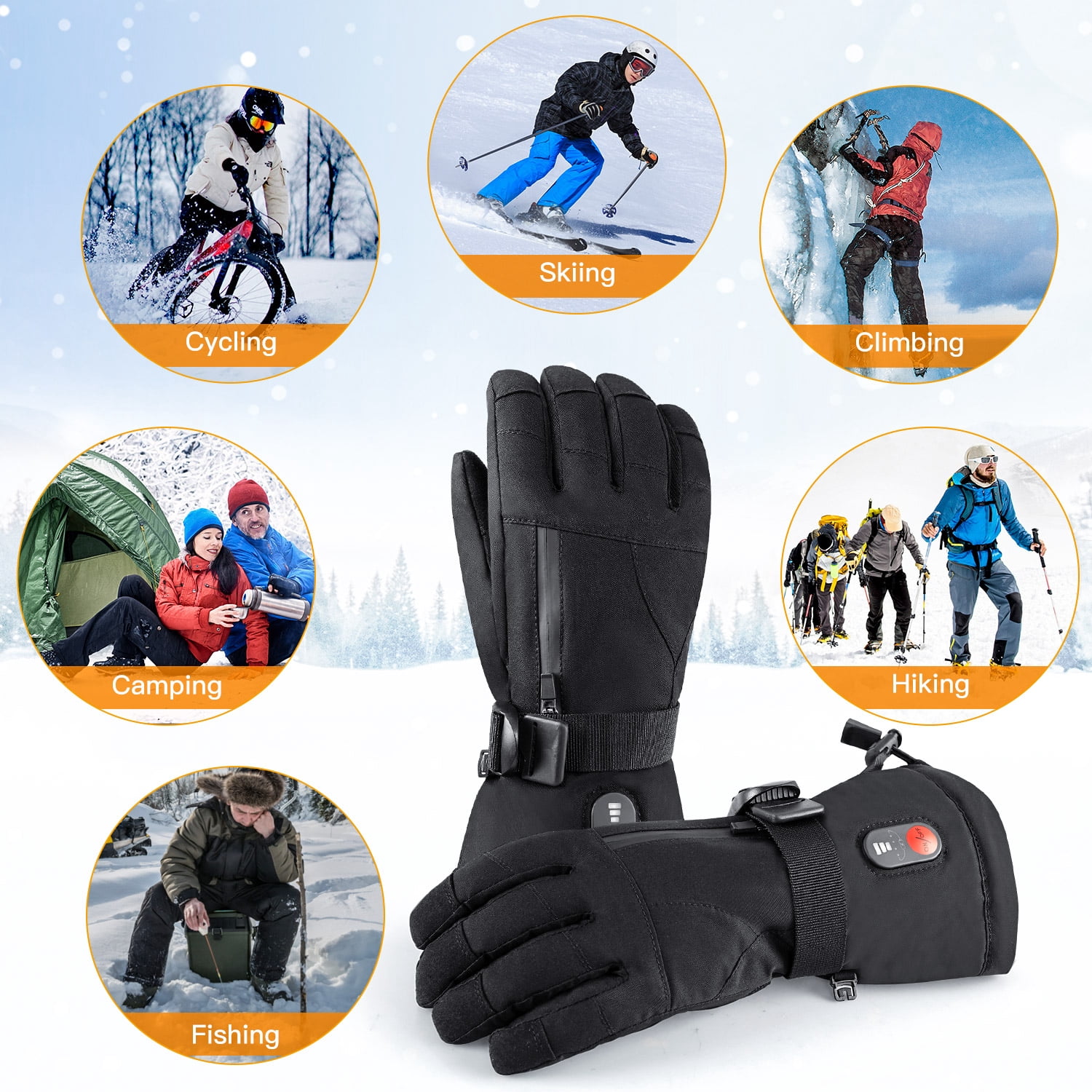 SUN WILL Upgraded Heated Gloves for Men & Women - Rechargeable, Touchscreen, Waterproof - Winter Warmth for Skiing, Cycling, Outdoor Activities