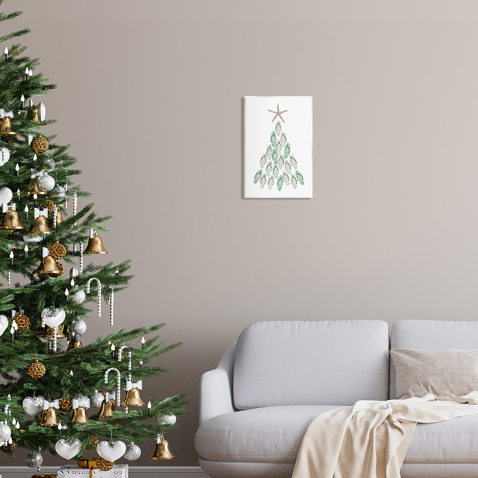 Stupell Industries Flip Flop Beachy Christmas Tree Holiday Painting Unframed Art Print Wall Art