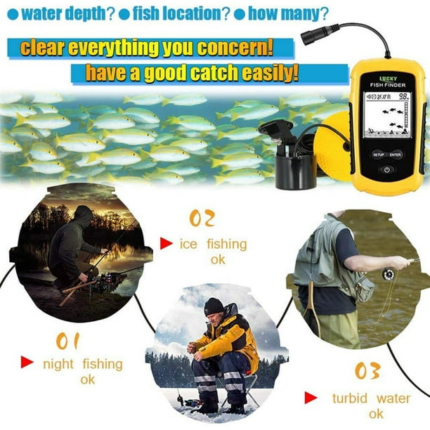 Lucky Wired Fish Finder Sonar Sensor Transducer Water Depth Finder Portable Fish Finder For Fishing
