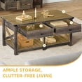 thumbnail image 2 of DWVO Vintage Coffee Tables with 2 Drawers, Living Room Center Table with Shelf, Rustic Oak, 2 of 5
