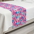 thumbnail image 2 of Love Bed Runner, Hearts in Square Shapes Geometrical Celebrate Art, Decorative Accent Bedding Scarf for Hotels Homes and Guestrooms, Queen, Blue Ivory Pink, by Ambesonne, 2 of 2