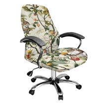 ZIATUBLES Office Chair Cover Stretch Spandex Fabric Rotating Chair Slipcover Fit Desk Computer Chair Soft Washable Home Office Chair Covers with Snap Button, S, Squirrel Bird Fruit Tree