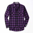 thumbnail image 2 of DDAPJ pyju Mens Flannel Plaid Shirt Regular Fit Long Sleeve Casual Button Down Shirts Lightweigt Gingham Work Shirt with Pockets Purple S, 2 of 9