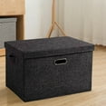 thumbnail image 6 of Yhmxh Collapsible Stackable Storage Bins with Lids, Large 16" 32 Quart Foldable Fabric Closet Storage Boxes with Lids, Heavy-duty Closet Shelf Clothes Organizer Linen Cube Baskets for Closet Office, 6 of 6
