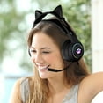 thumbnail image 3 of Comfort Kids Headphones for School,Wired Headphone Esports Game Computer Headset with Cute Ears Noise Cancelling Lightweight,for Computer/Laptop/PC/android/Cell Phones,Black, 3 of 5