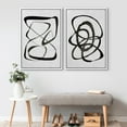 thumbnail image 2 of IDEA4WALL Framed Canvas Print Wall Art Set Geometric Black and White Twists Illustration Duotone Brush Strokes Pattern Modern Digital Art Wall Decor Minimal for Home Decor - White 24"x36"x2, 2 of 5