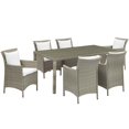 thumbnail image 2 of Modway Conduit 7 Piece Outdoor Patio Wicker Rattan Dining Set in Light Gray White, 2 of 6