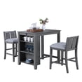 thumbnail image 2 of Graham 3-Piece Counter Height Dining Set with USB Charging, Shelves and 2 Chairs, Gray, 2 of 10