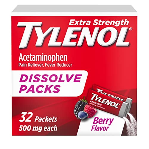 Tylenol Extra Strength Dissolve Packs, 500 mg Acetaminophen Pain Reliever & Fever Reducer, On