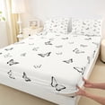 thumbnail image 3 of Castle Fairy Boys Girls Flying Butterflies 4pcs Bed Sheets,Black White King Sheets,Spring Garden Super Cozy Sheet Set,Breathable Home Decor, 3 of 7