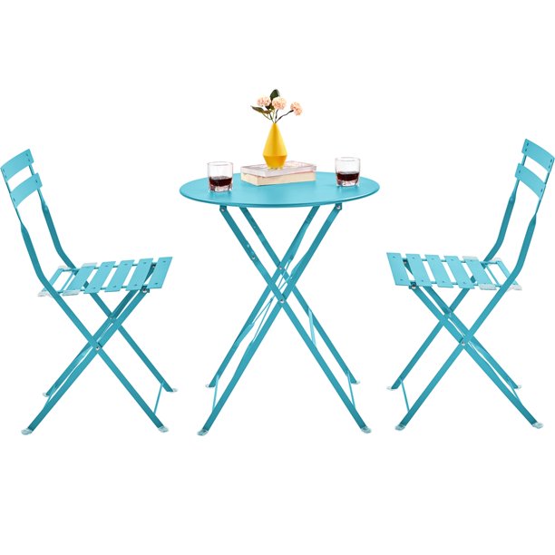 Yaheetech 3 Pieces Folding Patio Bistro Set Weather Resistant Metal