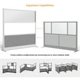 thumbnail image 2 of S Stand up Desk Store Modular Wall 70 x 70 Wide Gray Frame, Frosted Window, Whiteboard, Cool Gray PET, 2 of 6