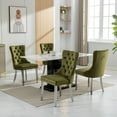 thumbnail image 3 of Contemporary Velvet Upholstered Dining Chairs Set of 2, High-end Tufted Design Side Chairs with Chrome Stainless Steel Plating Legs and Nailhead Trim, Olive-Green, 3 of 9