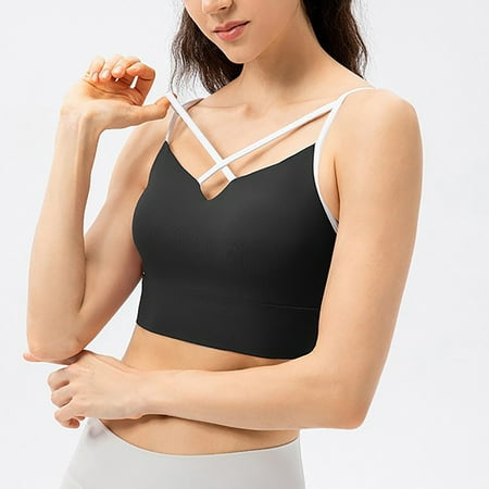 

WHLBF Women s Large Sports Yoga Bra Beautiful Back Sports Underwear Wearing Fitness Yoga Clothes Black 8(L)