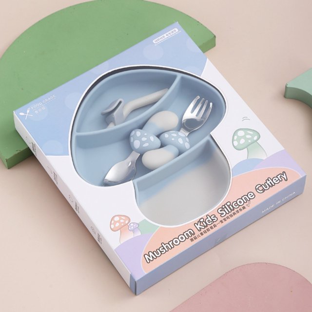 WRXMIJNHGSA Tableware Under $10 Infant And Toddler Suction Cup Integrated Grid Complementary Food Tableware Set Effectively The Baby From Moving Or Knocking Over The Plate.